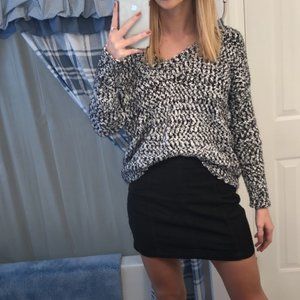 Black and White V Neck Sweater